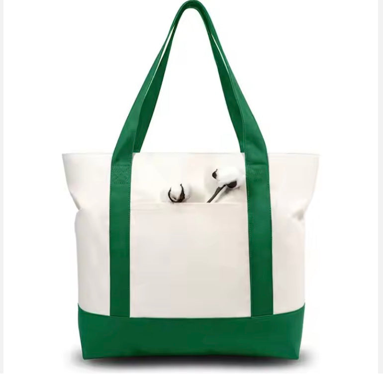 Coloured Handle and Strong Base Canvas Tote Bag