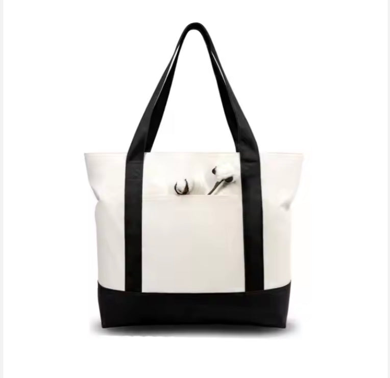 Coloured Handle and Strong Base Canvas Tote Bag