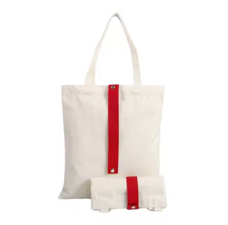 Foldable Canvas Tote Bag with Button