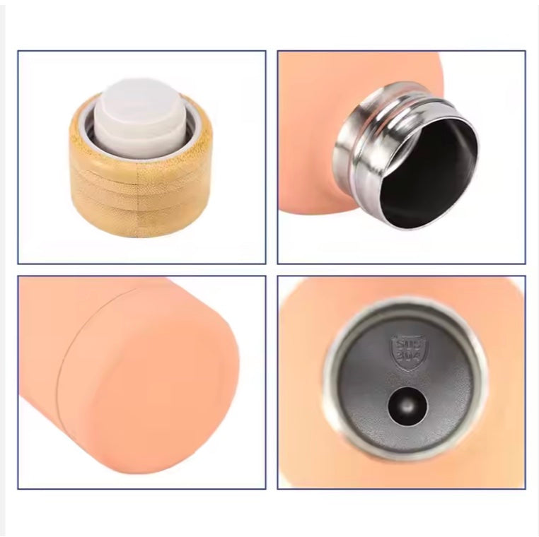 Wooden Cap Insulated Stainless Steel Water Bottle