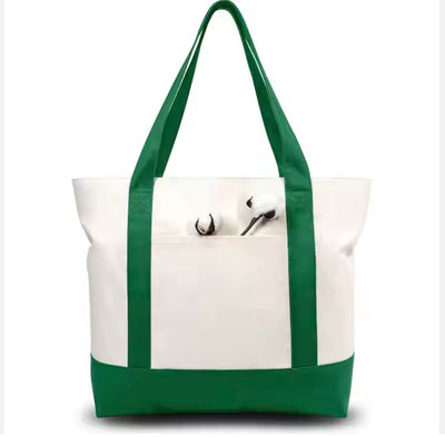 Coloured Handle and Strong Base Canvas Tote Bag