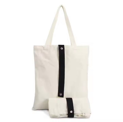 Foldable Canvas Tote Bag with Button