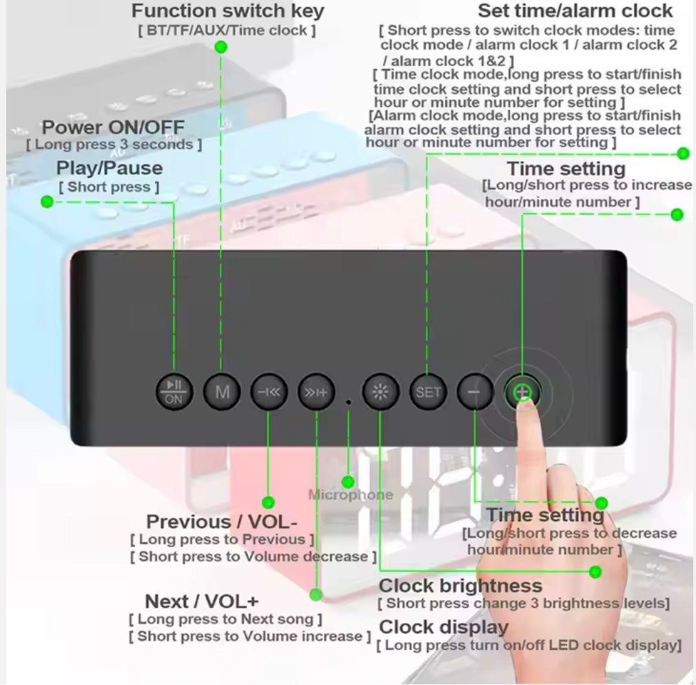 Bluetooth Speaker with Alarm Clock