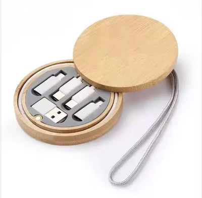 Round Bamboo Charging Cable