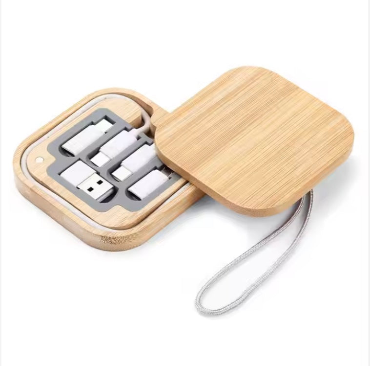 Square Bamboo Charging Cable