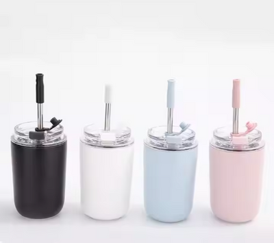Clear Top Coffee Tumbler with Straw
