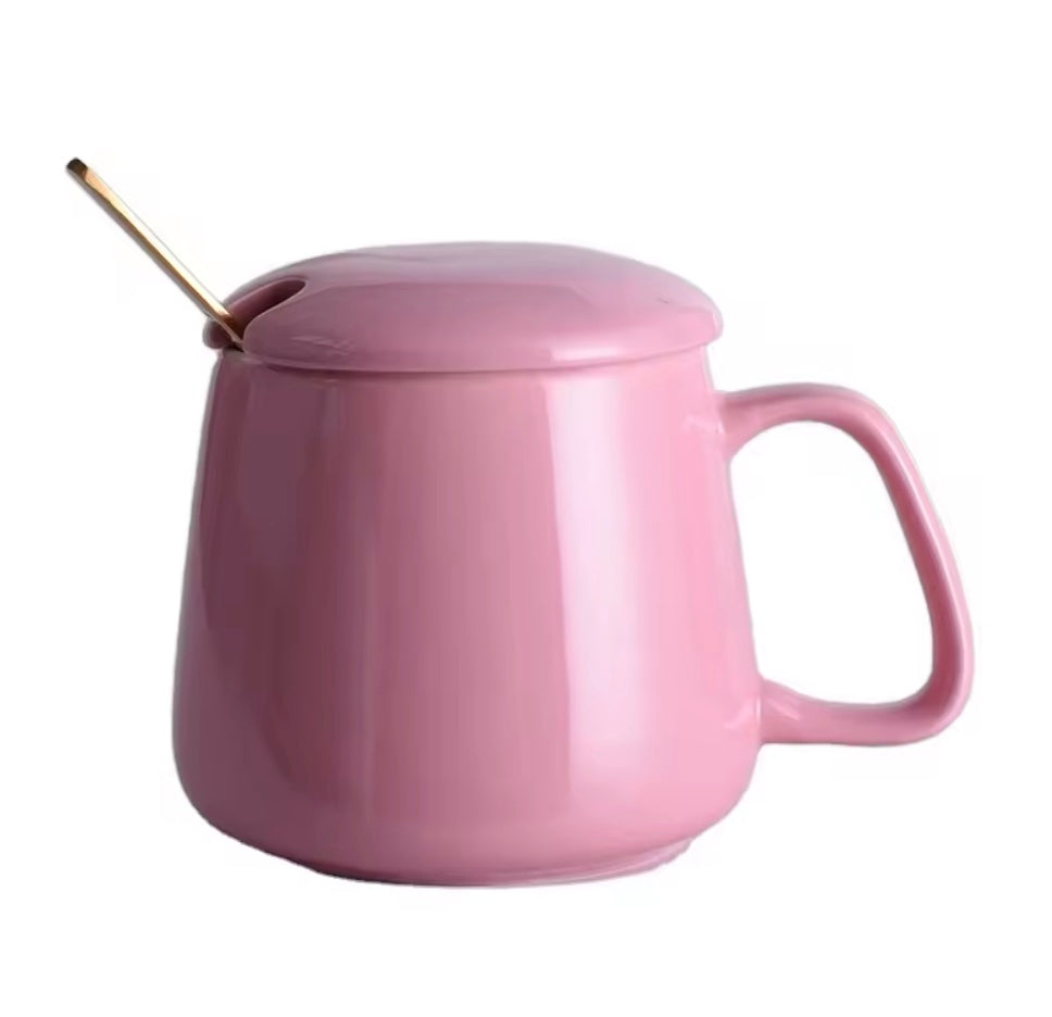 Cute Coffee Mug with Lid and Spoon