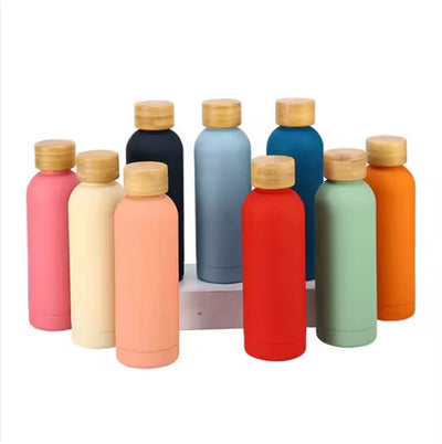 Wooden Cap Insulated Stainless Steel Water Bottle