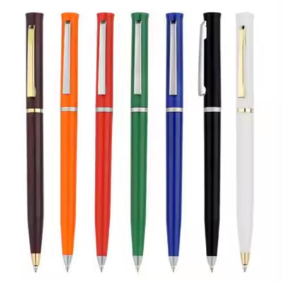 Slim Plastic Gold or Silver Trim Ballpoint Pen
