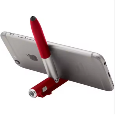 Ballpoint Pen Phone Stand with Stylus and LED Light