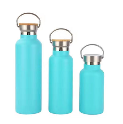 Water Bottle with Bamboo Lid and Handle